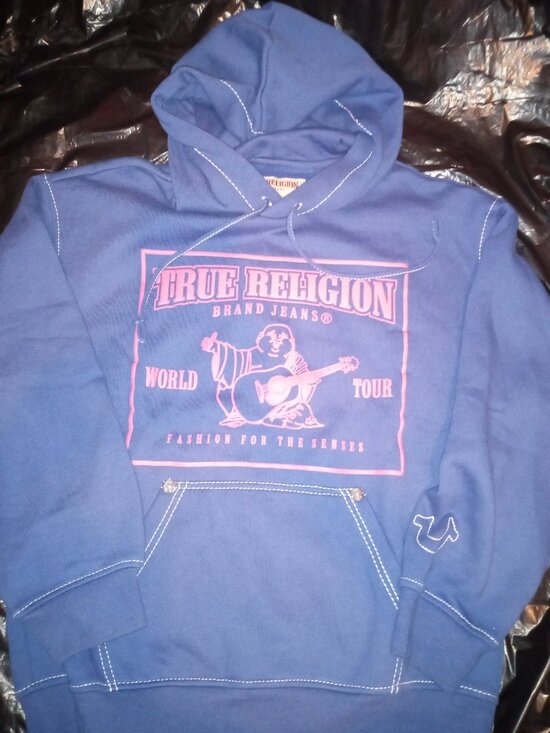 True Religion Other - True Religion Mens XS Blue/Pink Pullover Hoodie
